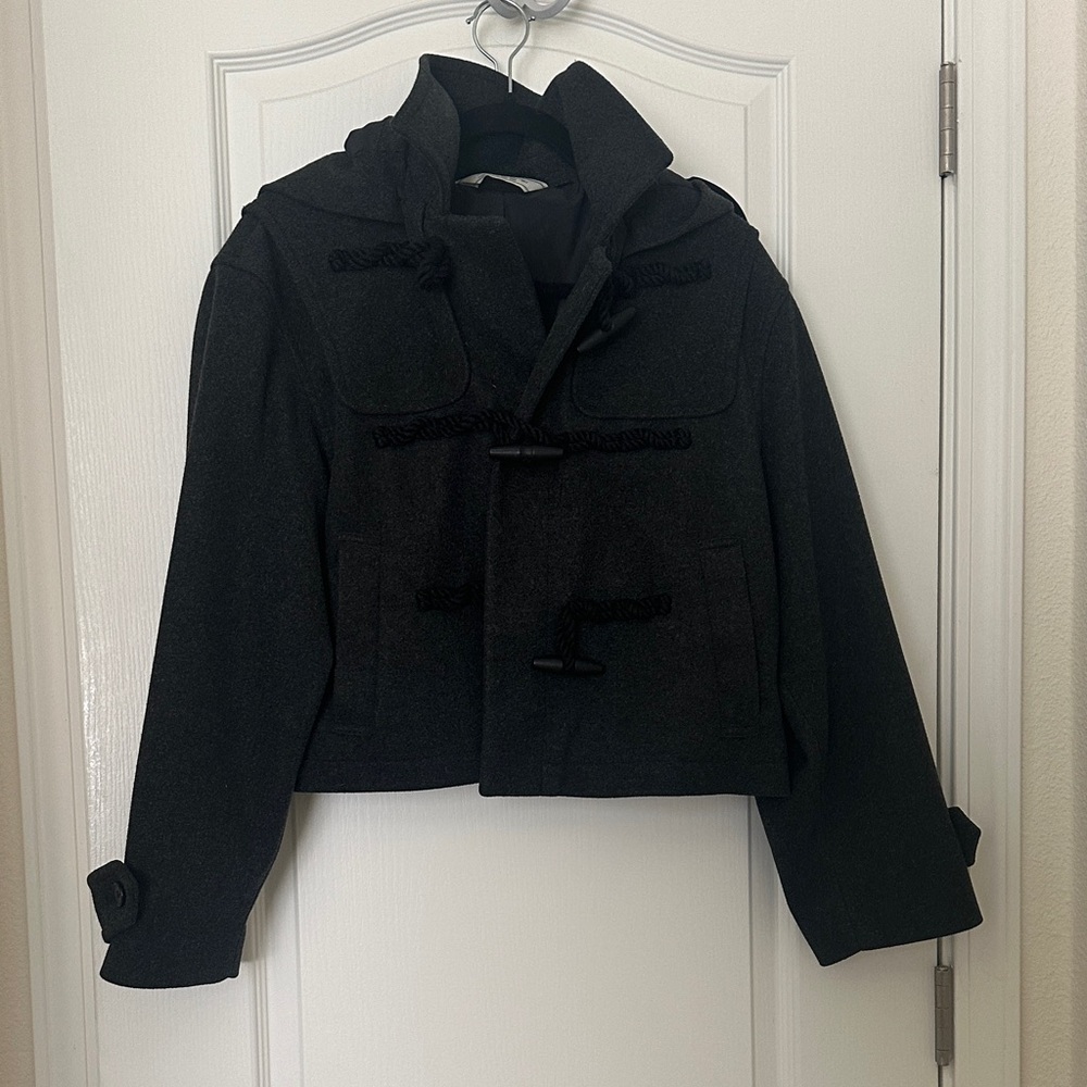 Women's Dark Gray Toggle Jacket with Hood